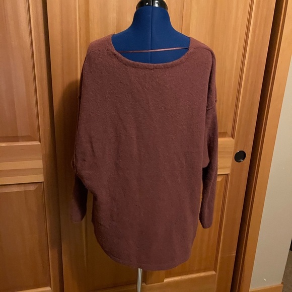 Free‎ People V Neck Tunic Sweater Top Relaxed Fit Oversized Brown Pullover - Picture 3 of 10